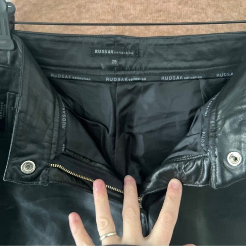Original Rudsak Real leather pants size 29 Women’s Black straight leg - Picture 12 of 12